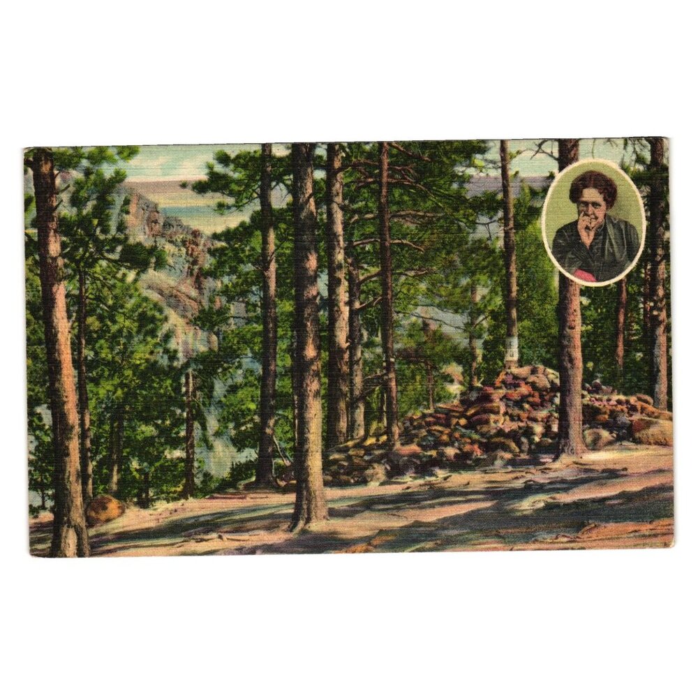 Helen Hunt Grave Seven Falls CO Springs Postcard Vintage Linen Art Colortone